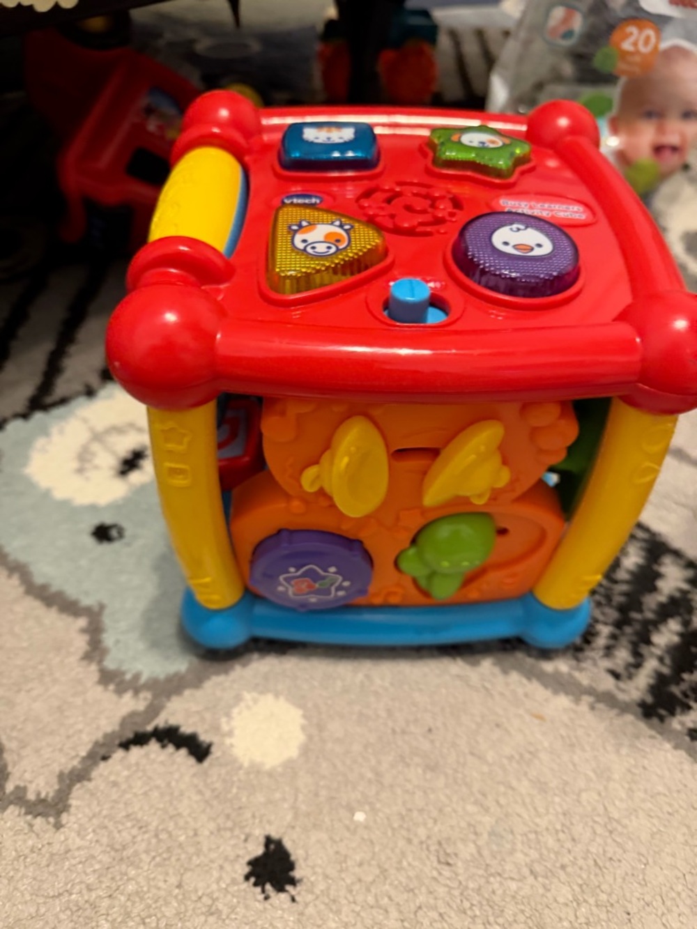 Interactive Activity Cube Toy - Red, Yellow, Blue